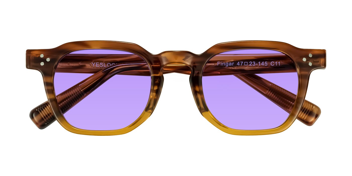 Fingar - Cola Brown Striped Tinted Sunglasses