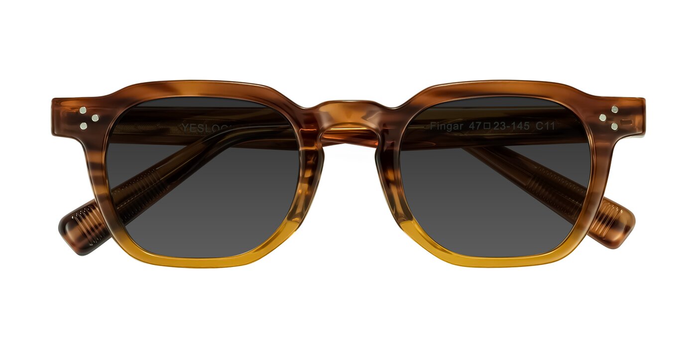 Fingar - Cola Brown Striped Tinted Sunglasses