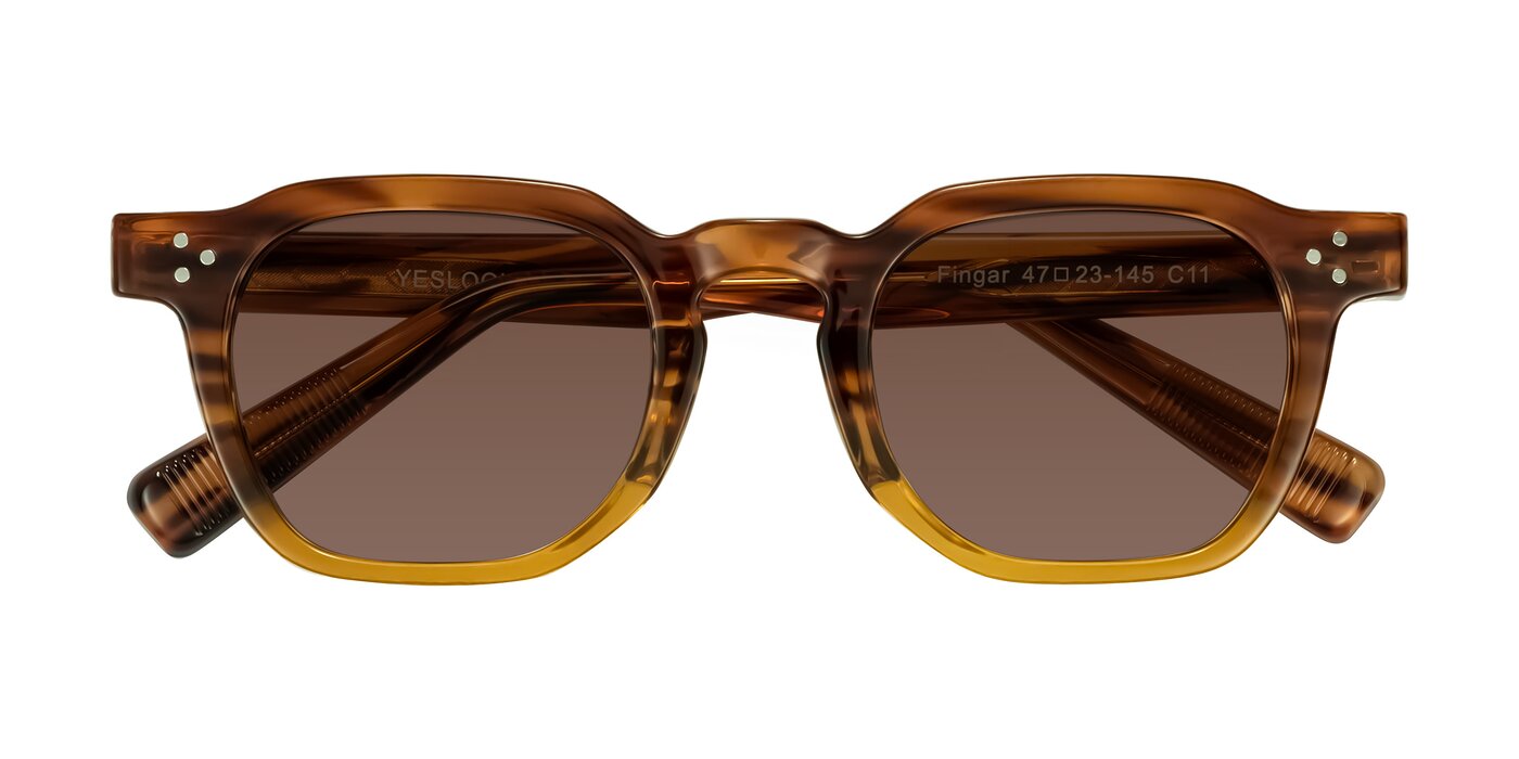 Fingar - Cola Brown Striped Tinted Sunglasses