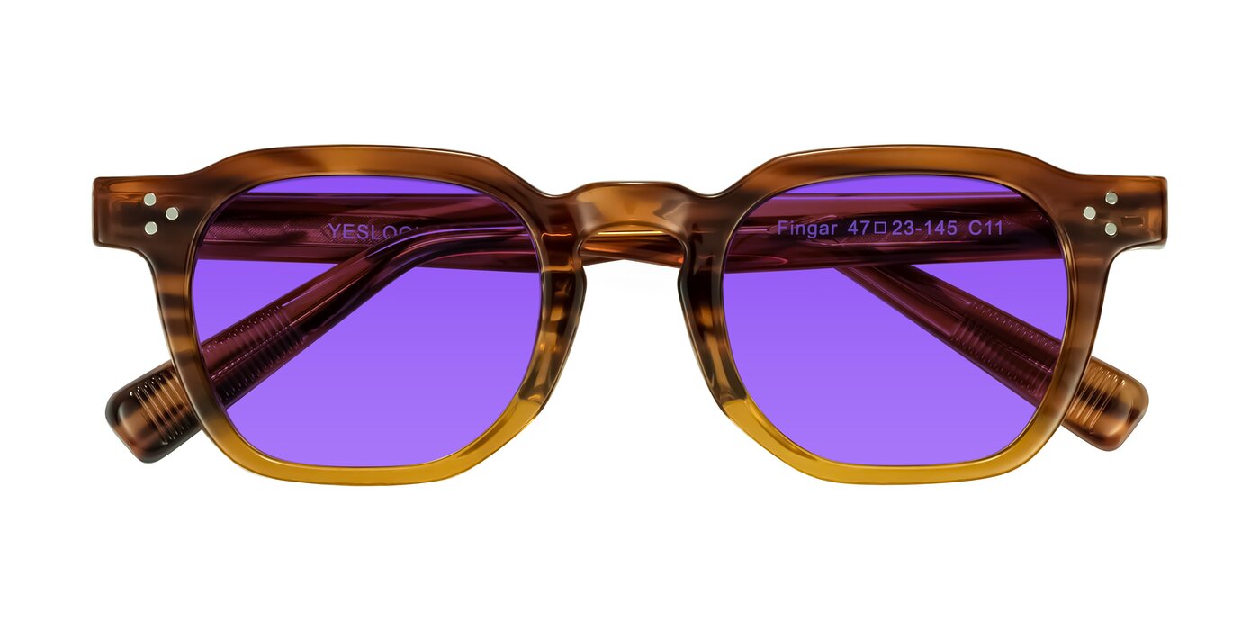 Fingar - Cola Brown Striped Tinted Sunglasses