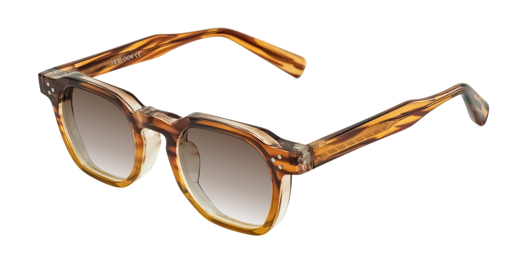 Angle of Fingar in Cola Brown Striped with Brown Gradient Lenses