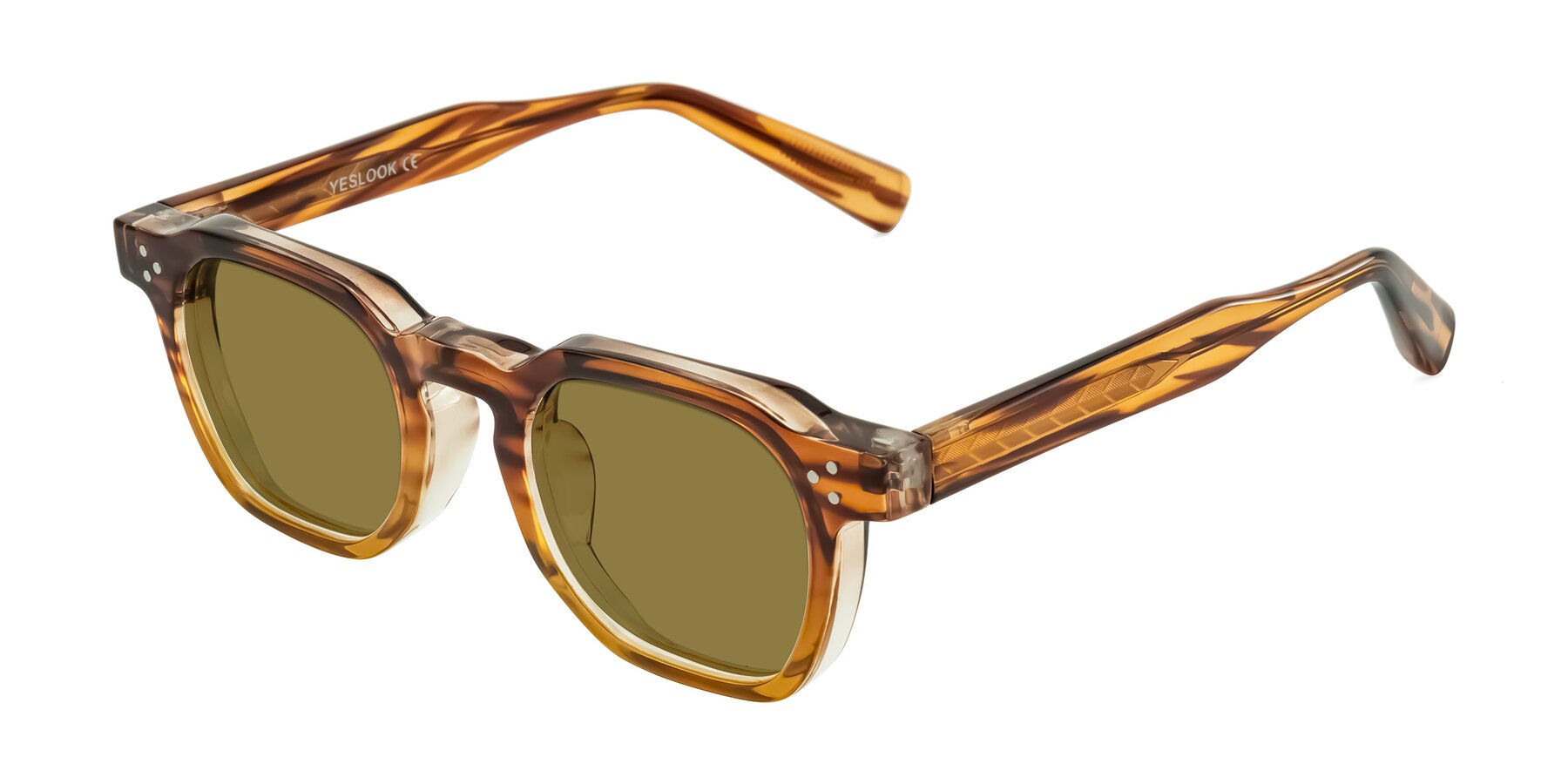 Angle of Fingar in Cola Brown Striped with Brown Polarized Lenses
