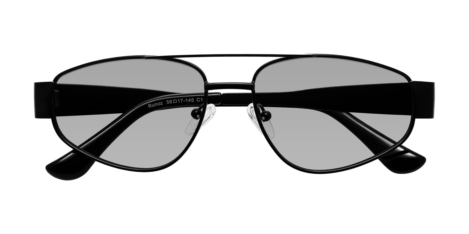 Folded Front of Runoz in Black with Light Gray Tinted Lenses