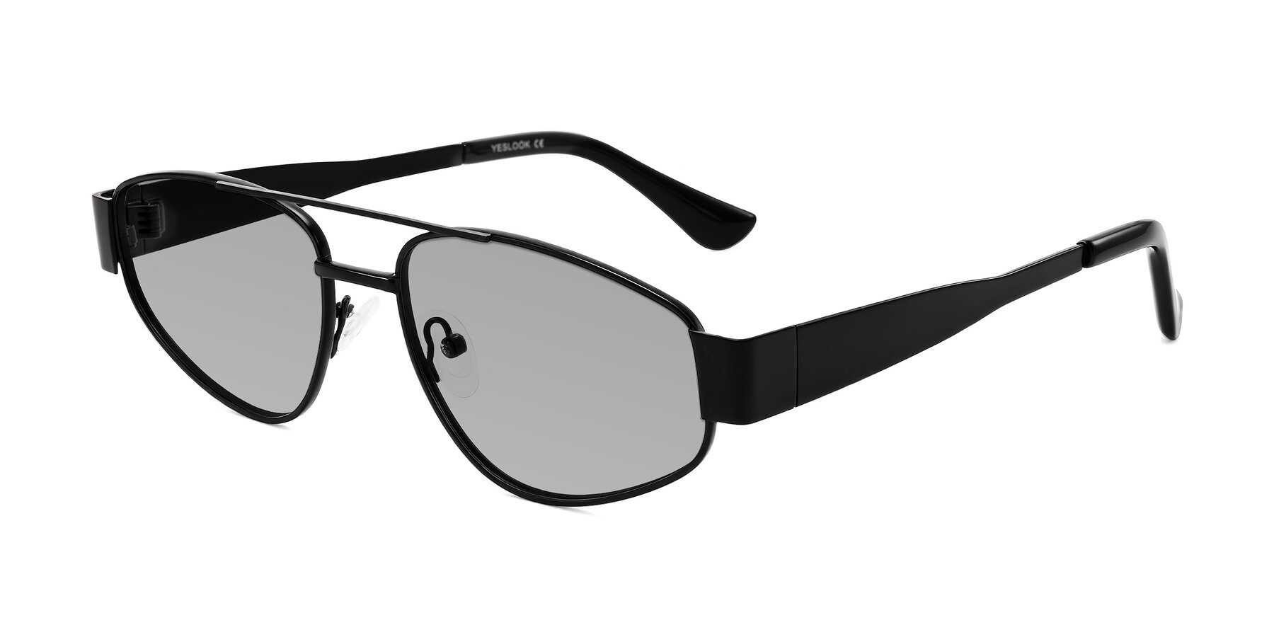 Angle of Runoz in Black with Light Gray Tinted Lenses