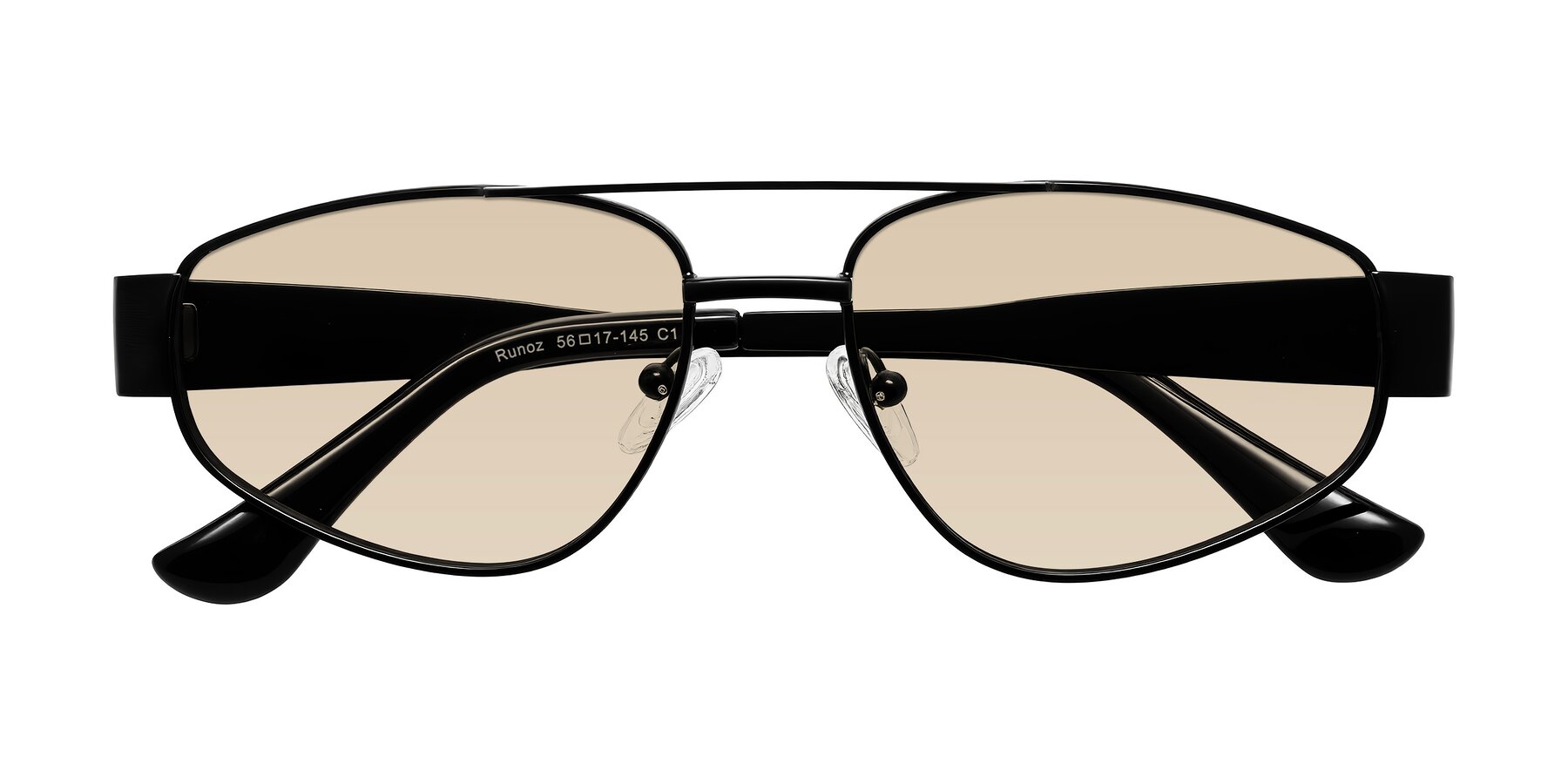 Folded Front of Runoz in Black with Light Brown Tinted Lenses