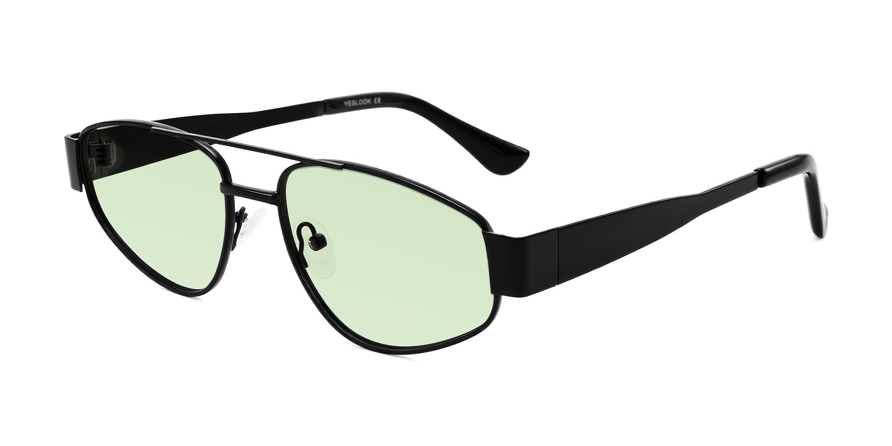 Angle of Runoz in Black with Light Green Tinted Lenses