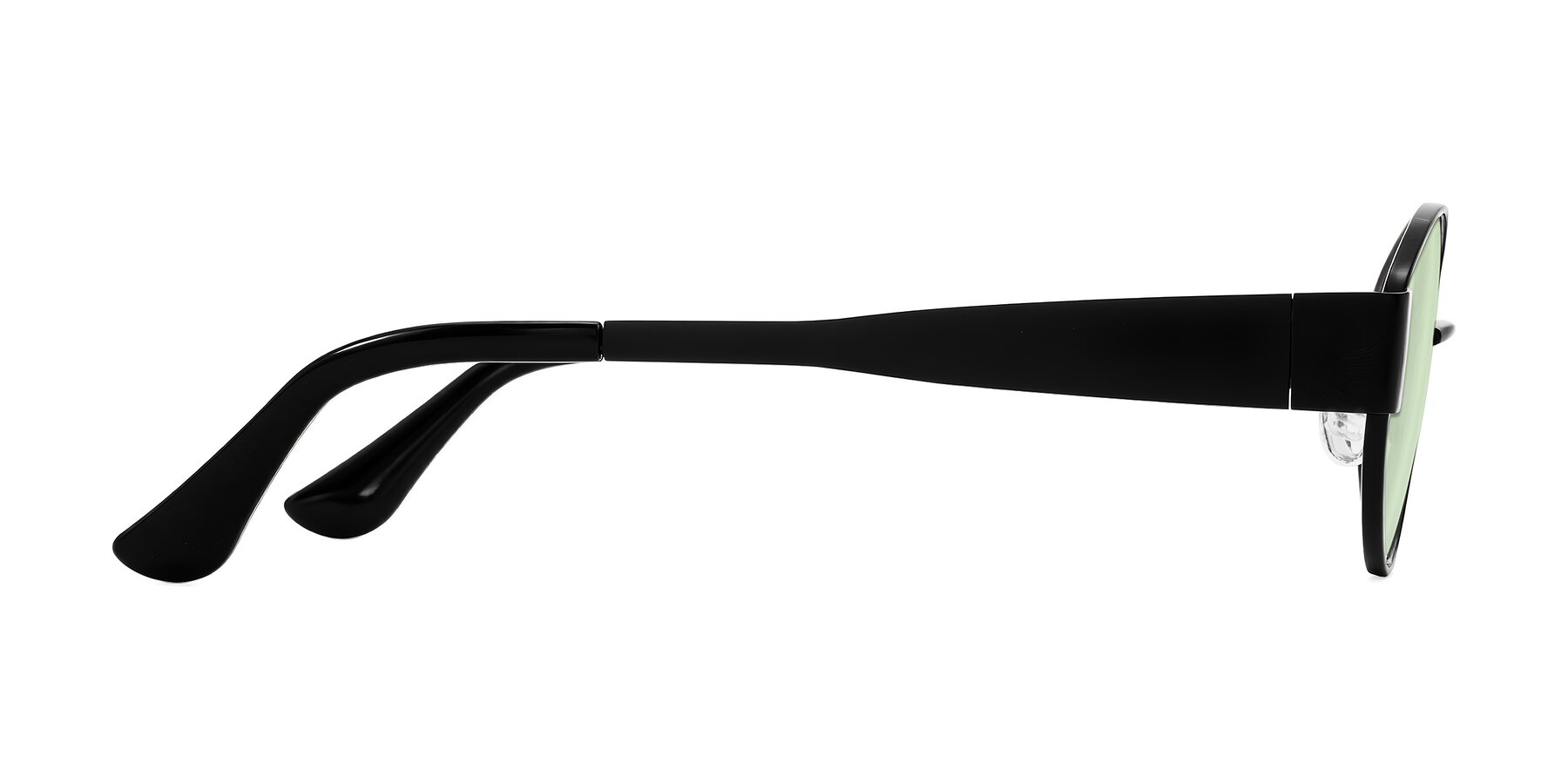 Side of Runoz in Black with Light Green Tinted Lenses