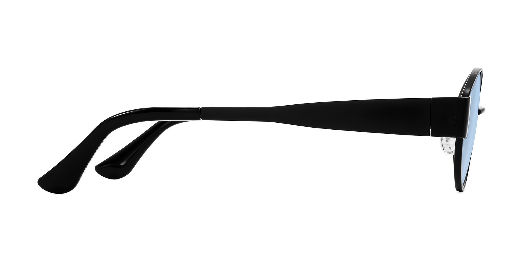 Side of Runoz in Black with Light Blue Tinted Lenses