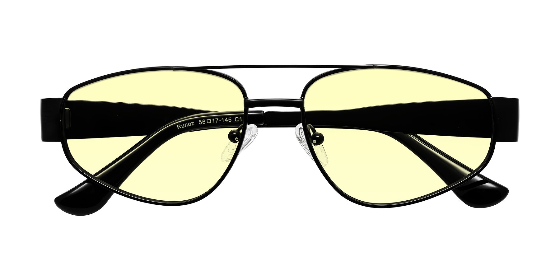 Folded Front of Runoz in Black with Light Yellow Tinted Lenses