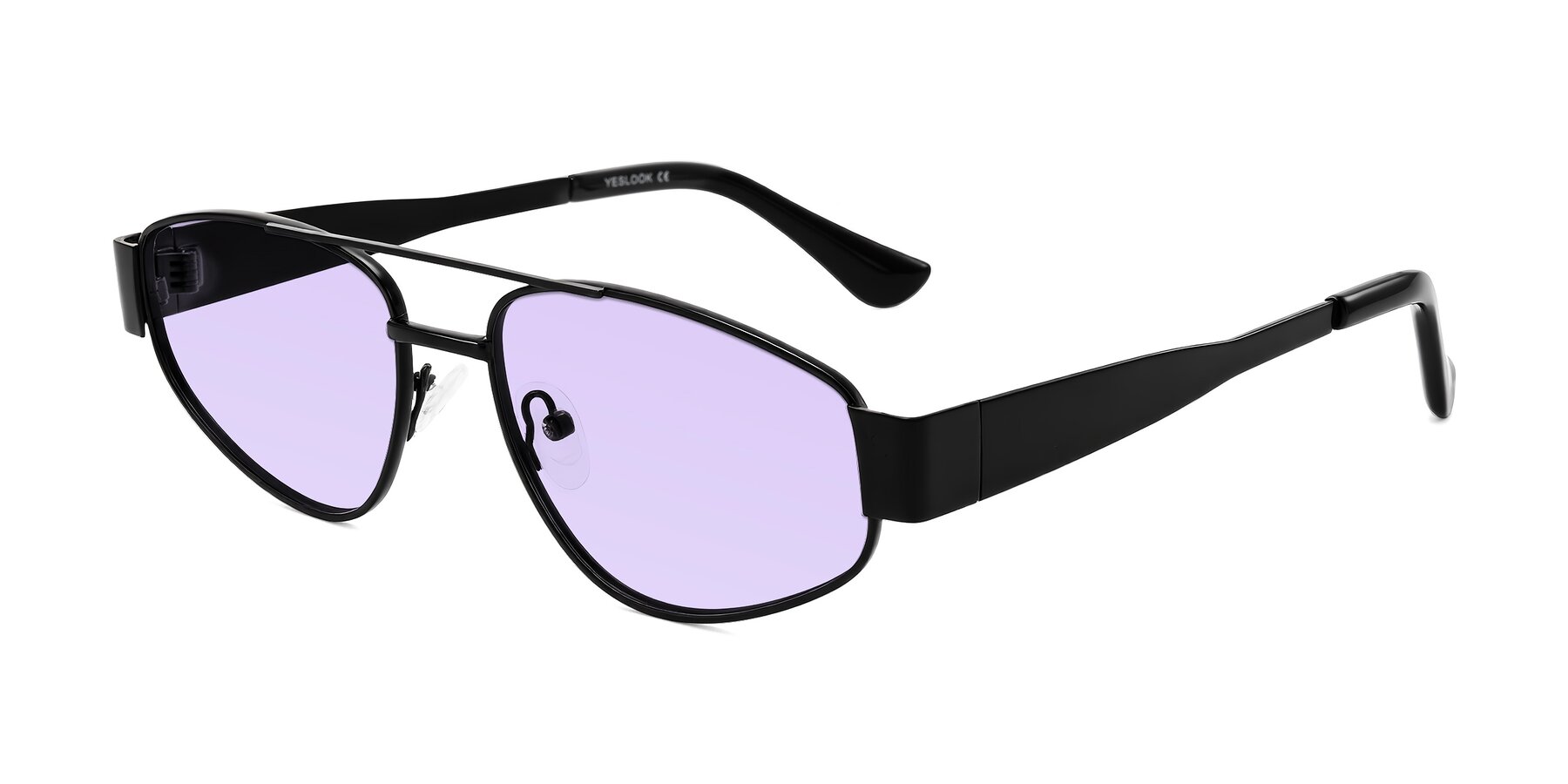 Angle of Runoz in Black with Light Purple Tinted Lenses