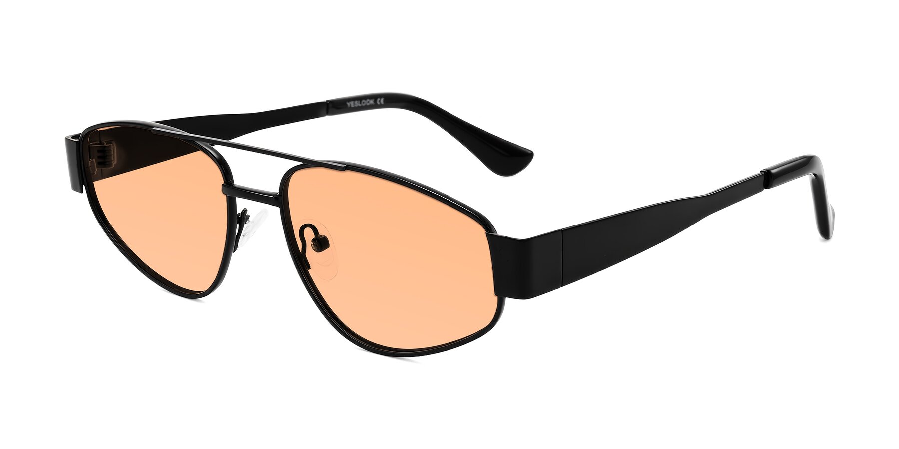 Angle of Runoz in Black with Light Orange Tinted Lenses