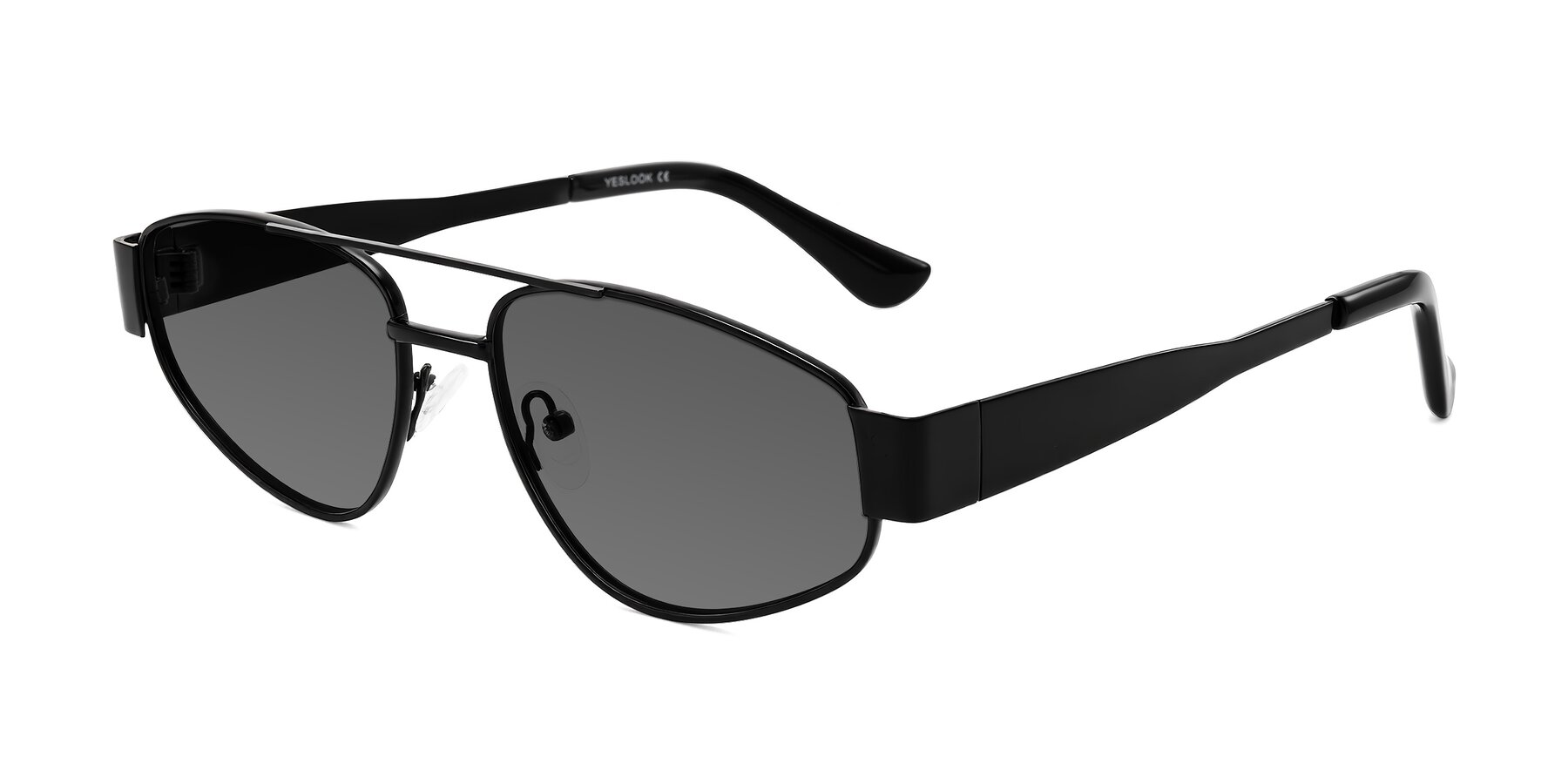 Angle of Runoz in Black with Medium Gray Tinted Lenses