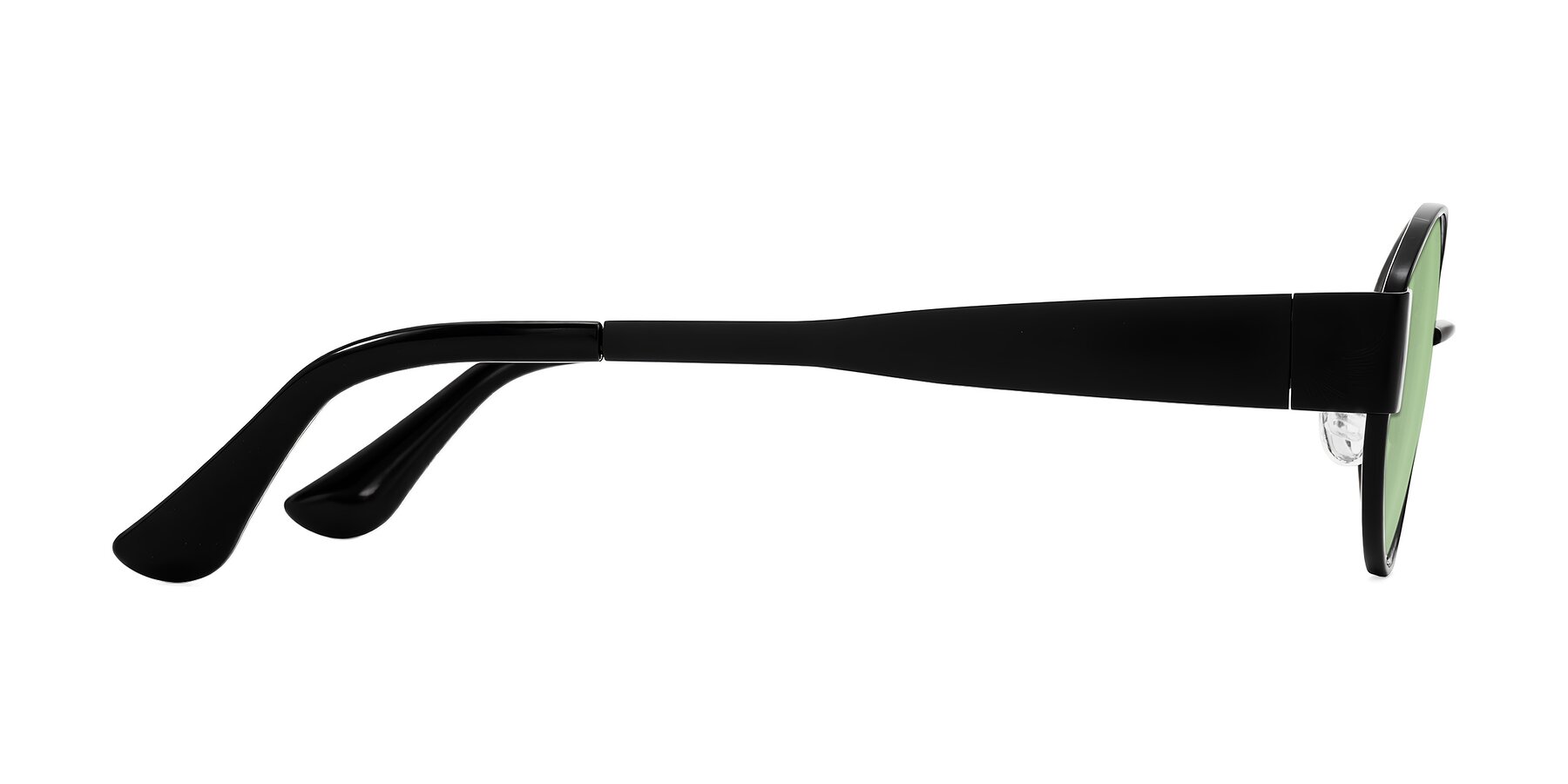 Side of Runoz in Black with Medium Green Tinted Lenses