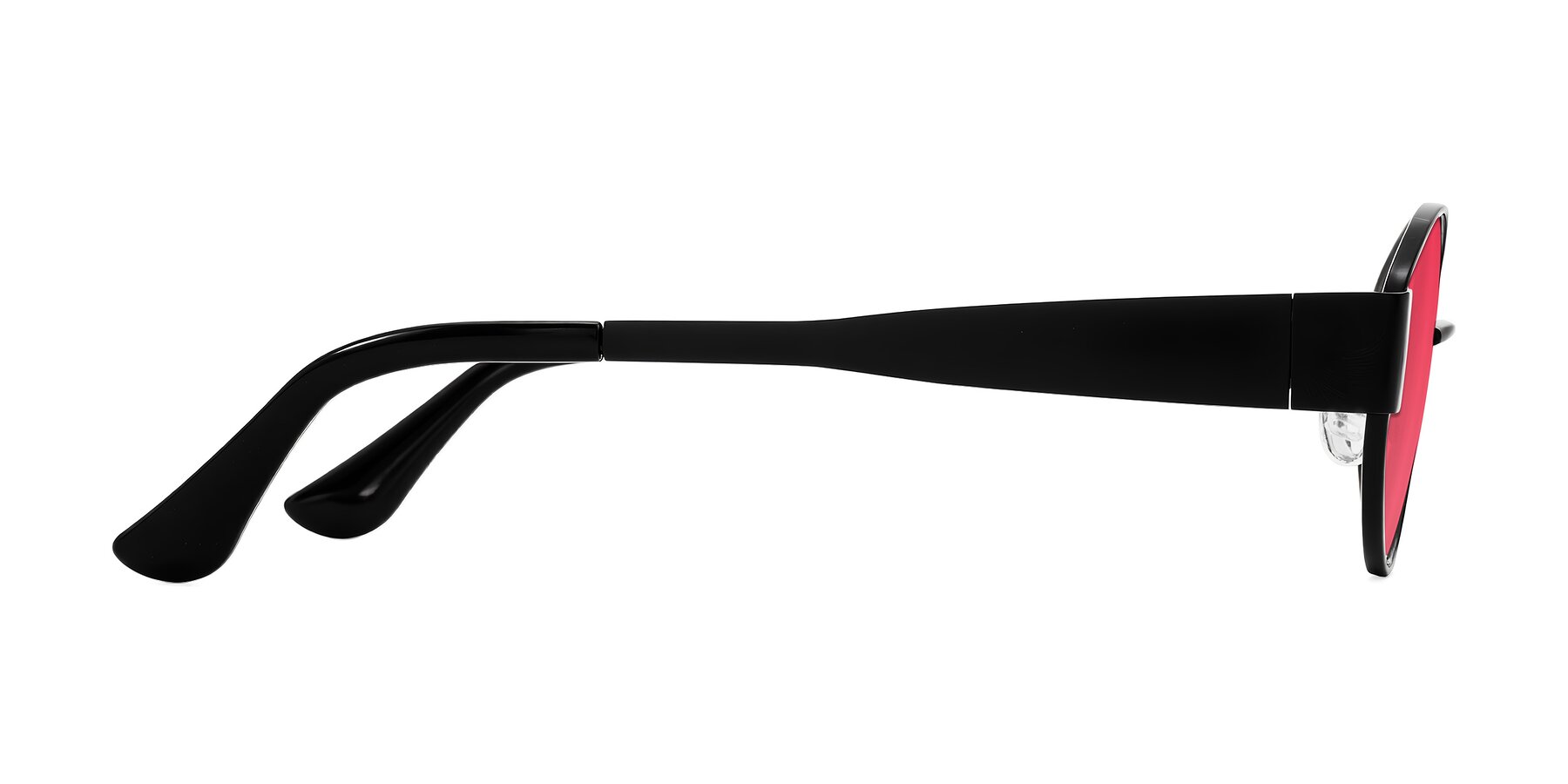 Side of Runoz in Black with Red Tinted Lenses