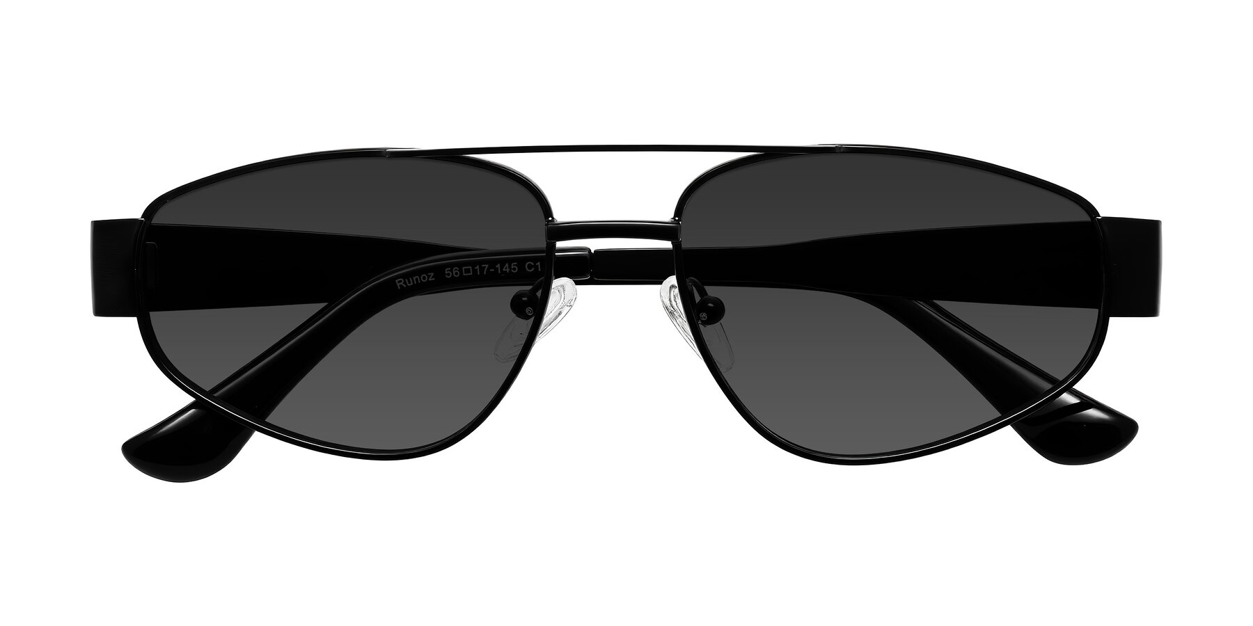 Folded Front of Runoz in Black with Gray Tinted Lenses