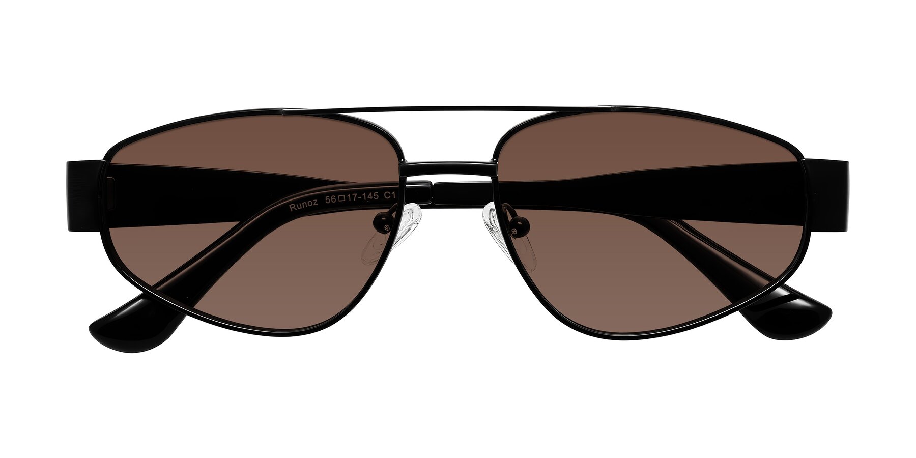 Folded Front of Runoz in Black with Brown Tinted Lenses