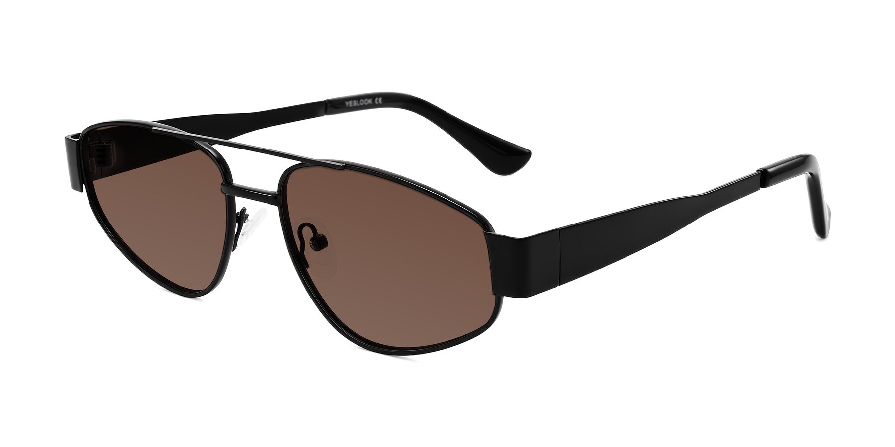 Angle of Runoz in Black with Brown Tinted Lenses