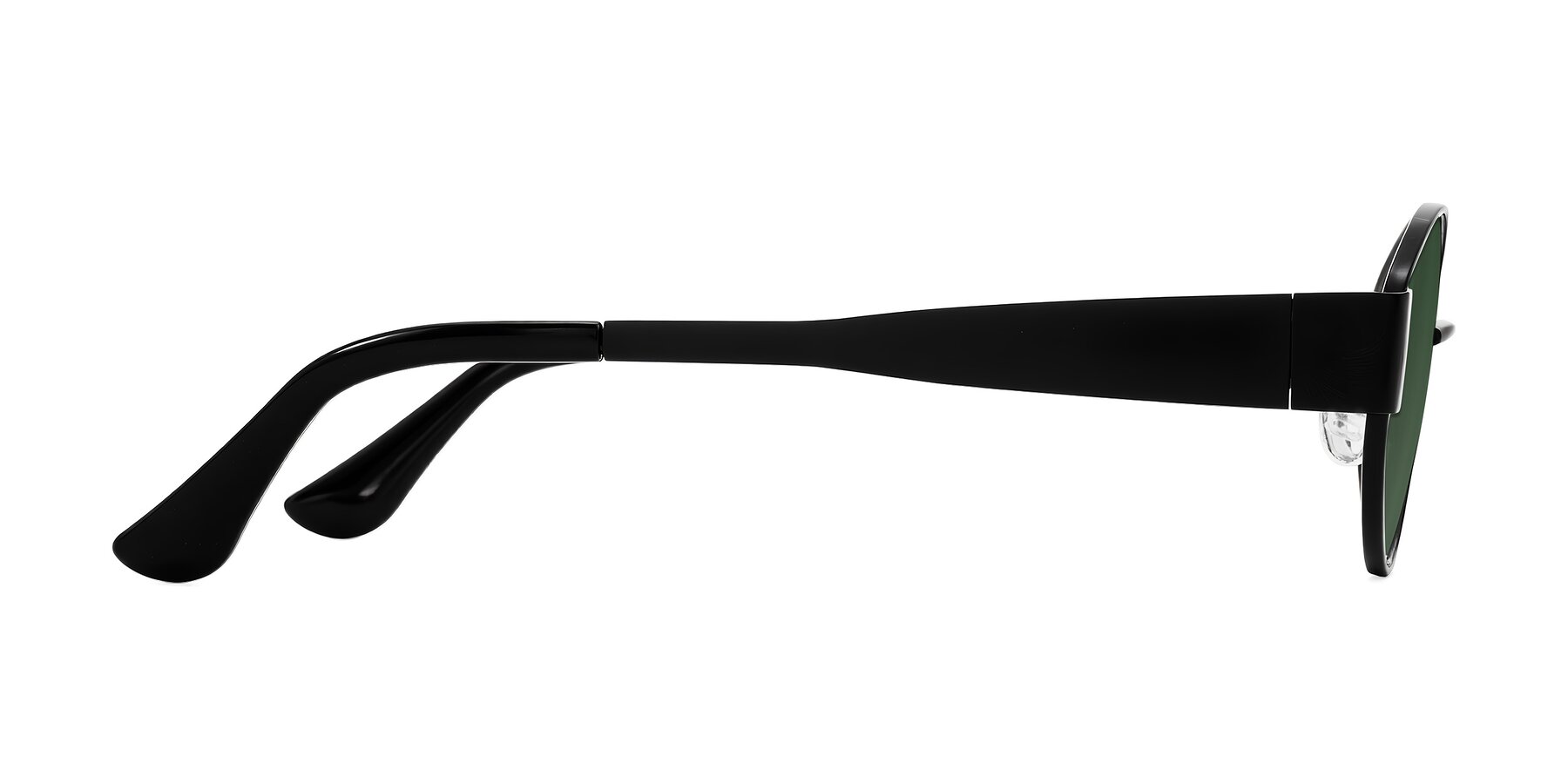 Side of Runoz in Black with Green Tinted Lenses