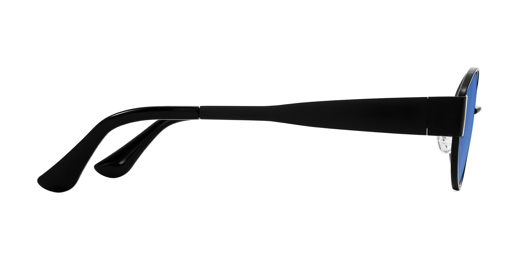 Side of Runoz in Black with Blue Tinted Lenses
