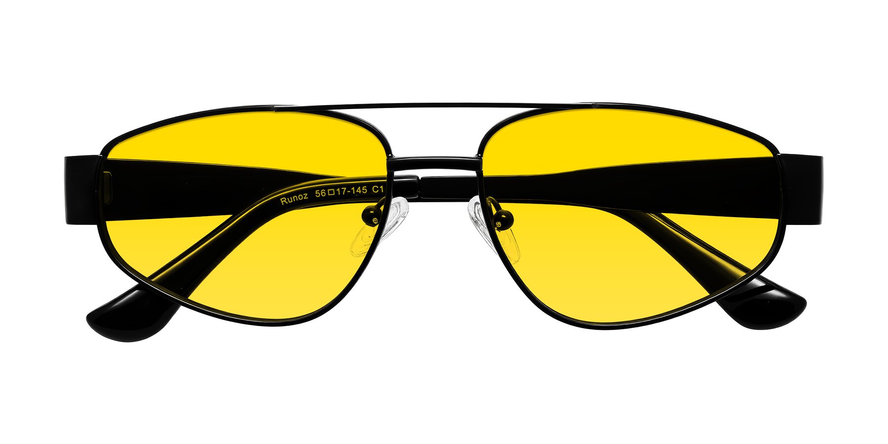 Folded Front of Runoz in Black with Yellow Tinted Lenses