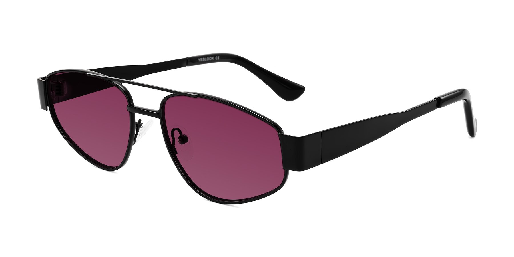 Angle of Runoz in Black with Wine Tinted Lenses