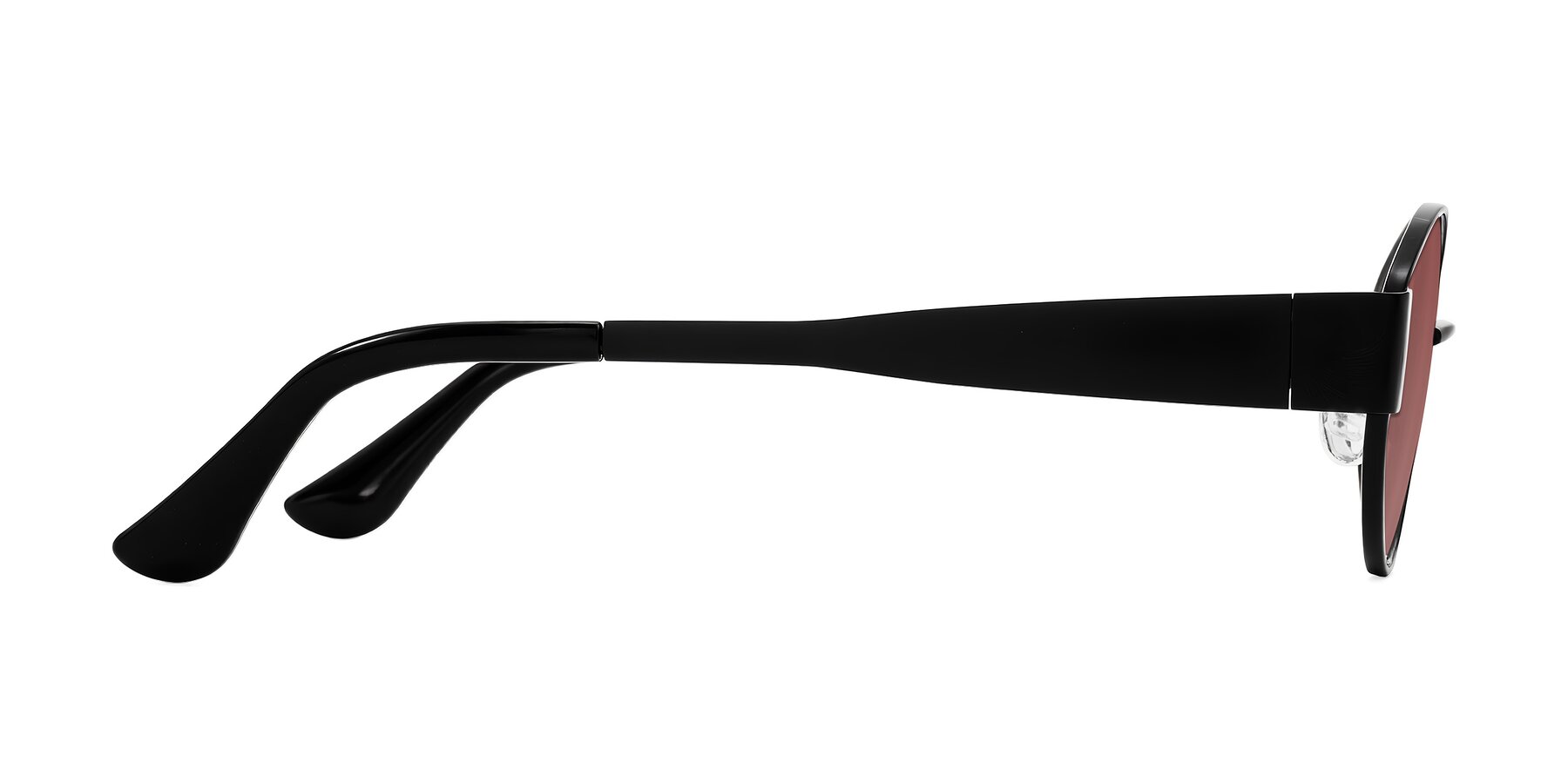 Side of Runoz in Black with Garnet Tinted Lenses