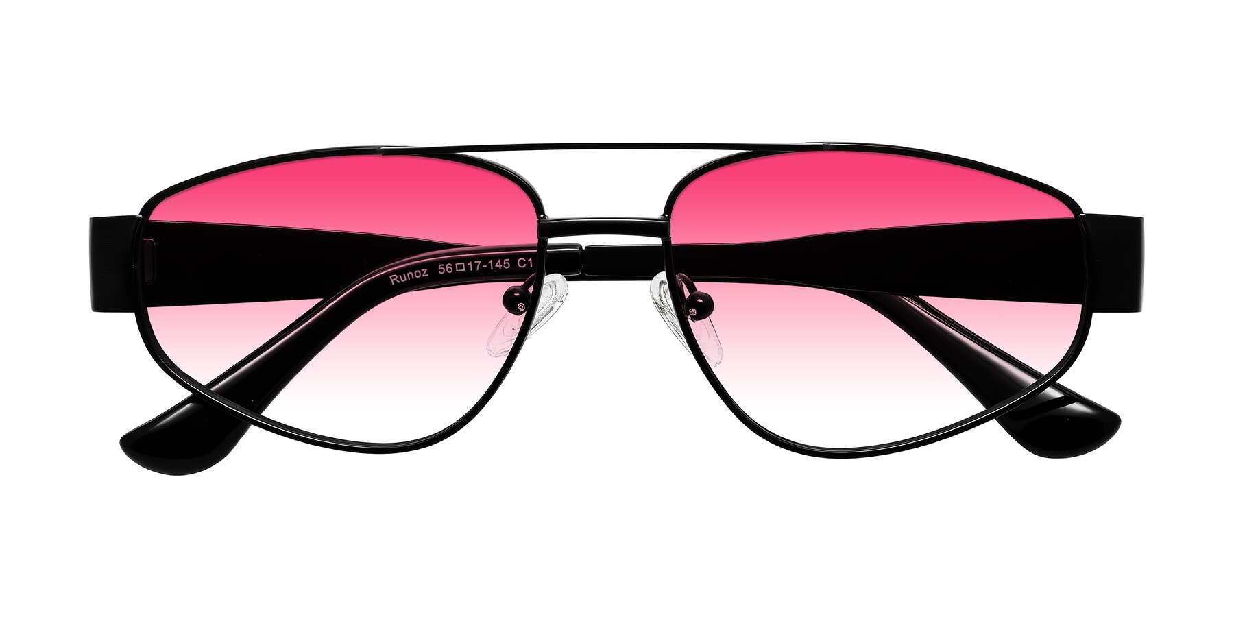 Folded Front of Runoz in Black with Pink Gradient Lenses