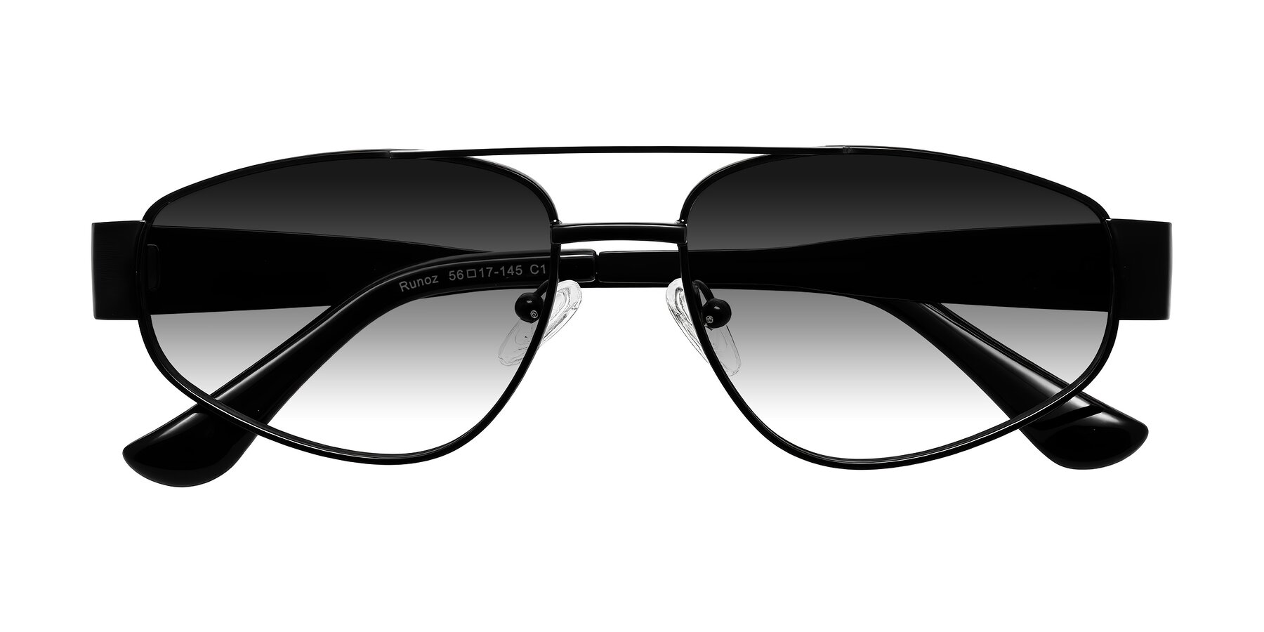 Folded Front of Runoz in Black with Gray Gradient Lenses