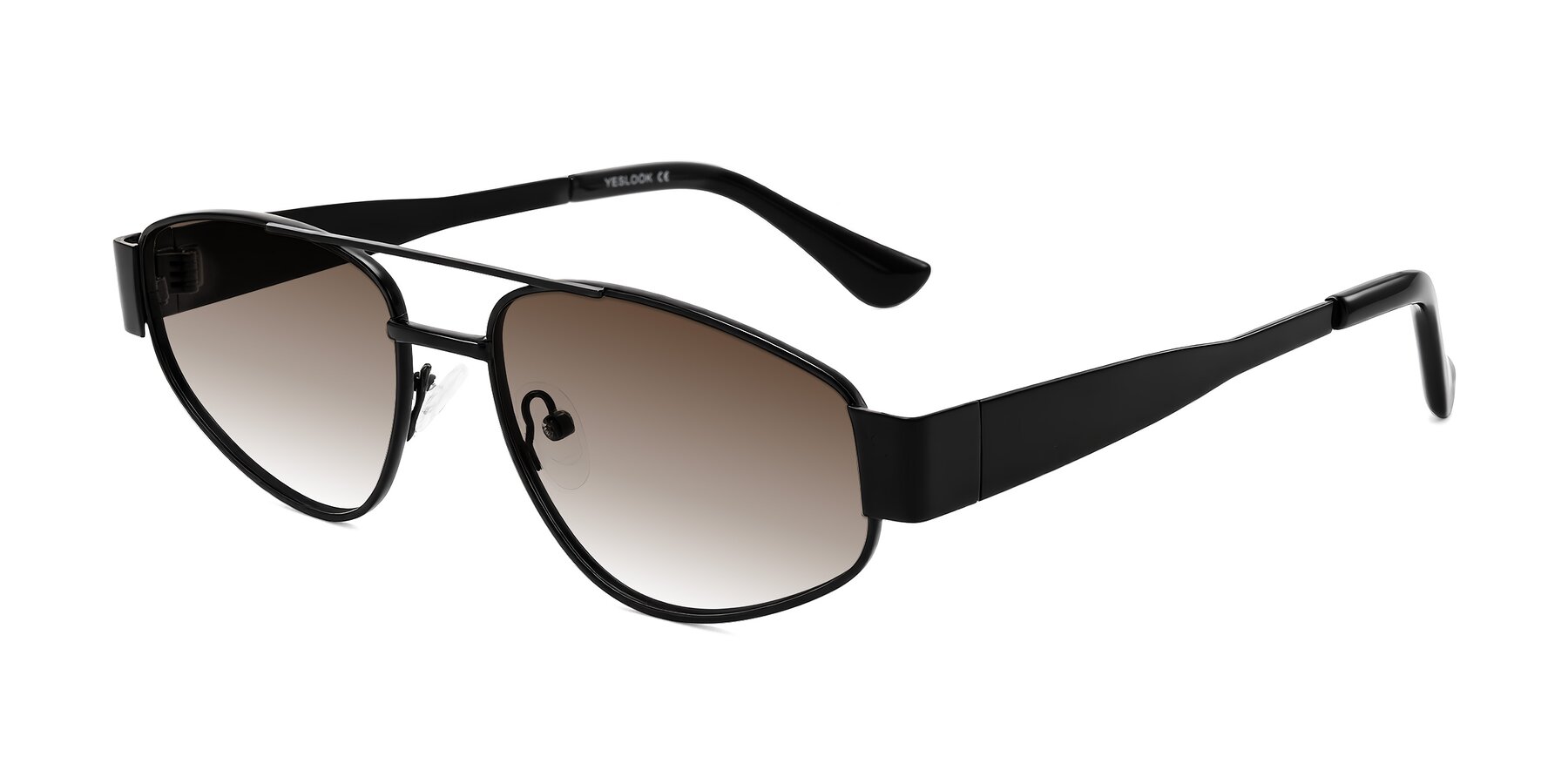 Angle of Runoz in Black with Brown Gradient Lenses