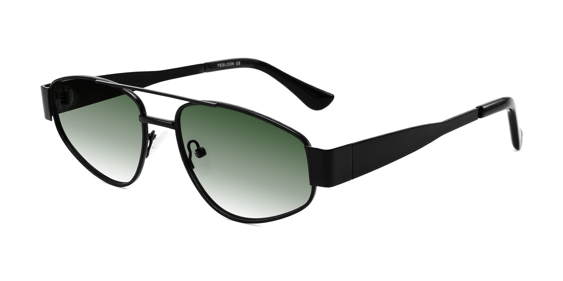 Angle of Runoz in Black with Green Gradient Lenses