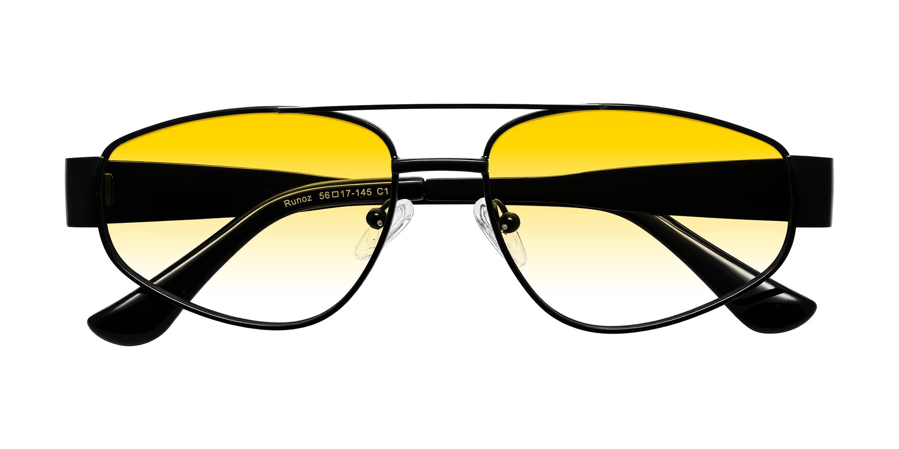 Folded Front of Runoz in Black with Yellow Gradient Lenses