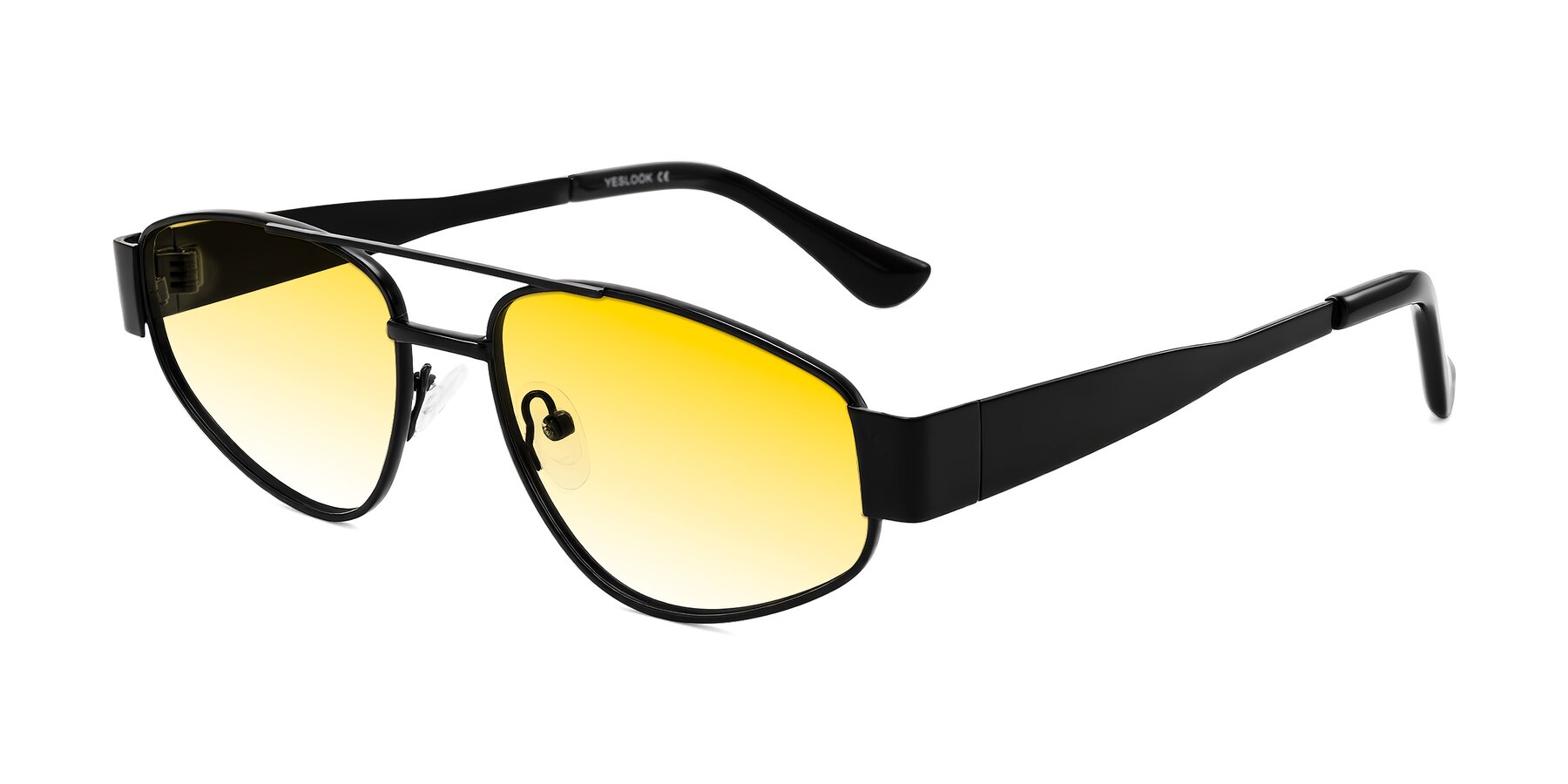 Angle of Runoz in Black with Yellow Gradient Lenses