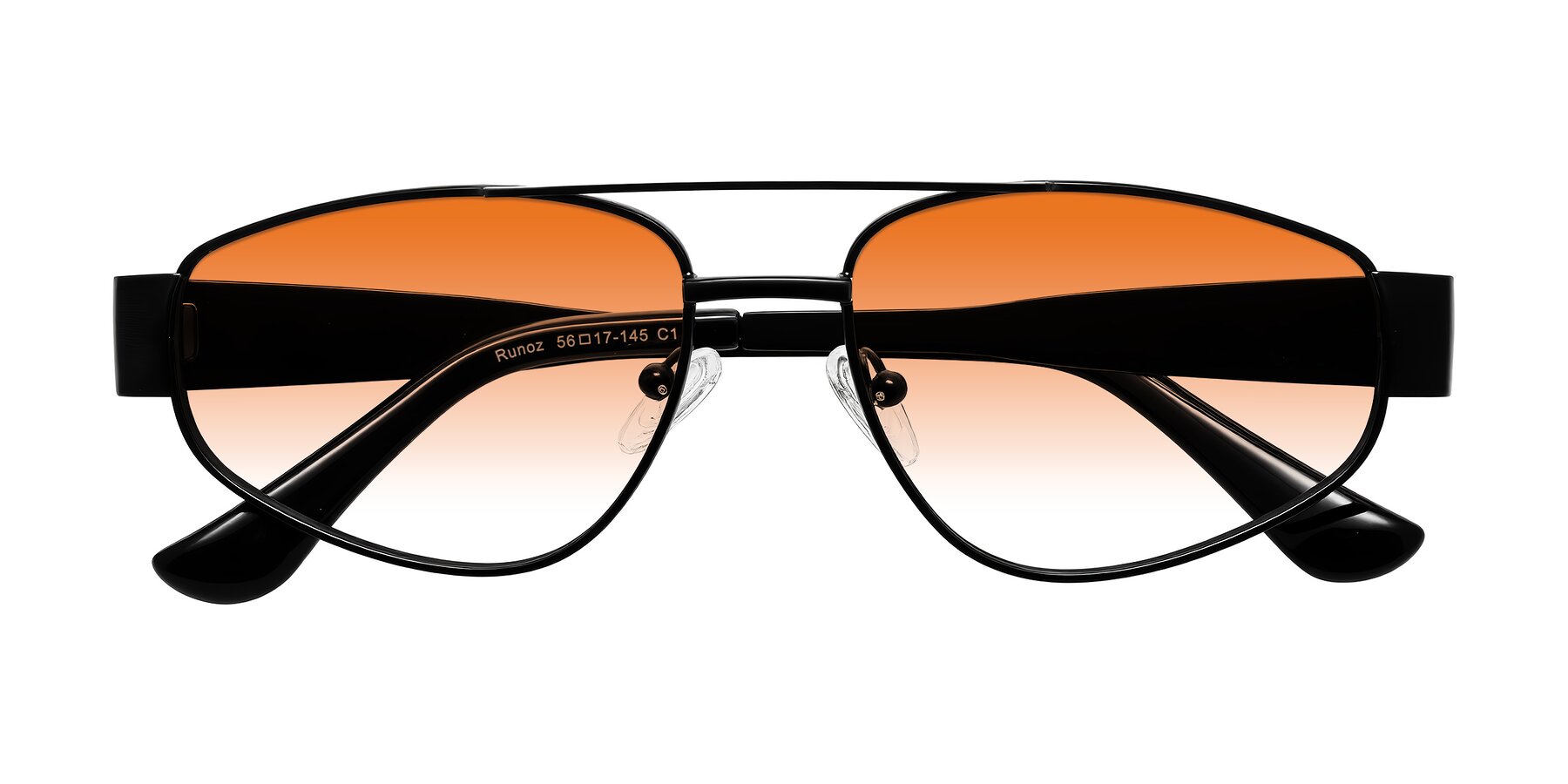 Folded Front of Runoz in Black with Orange Gradient Lenses