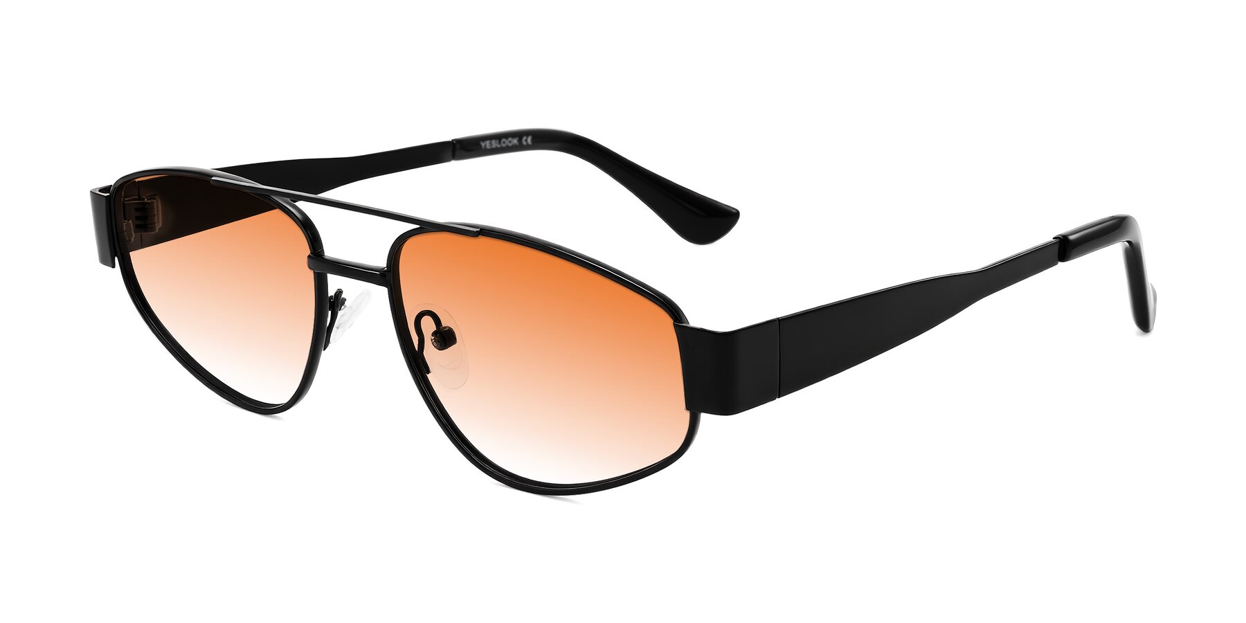 Angle of Runoz in Black with Orange Gradient Lenses