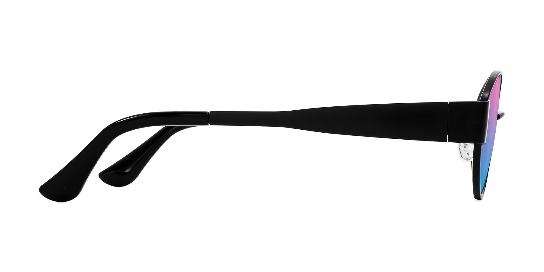 Side of Runoz in Black with Pink / Blue Gradient Lenses