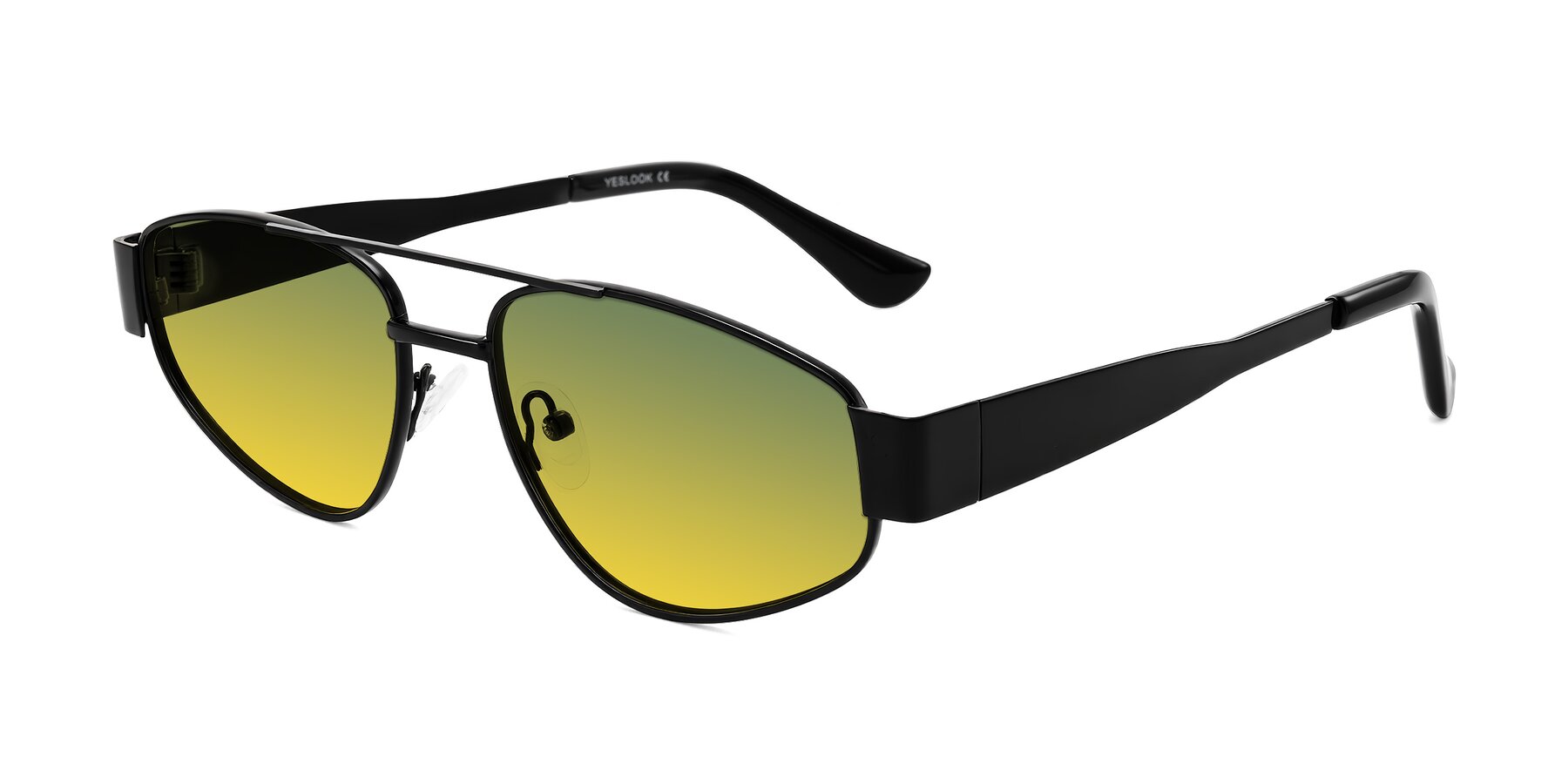 Angle of Runoz in Black with Green / Yellow Gradient Lenses
