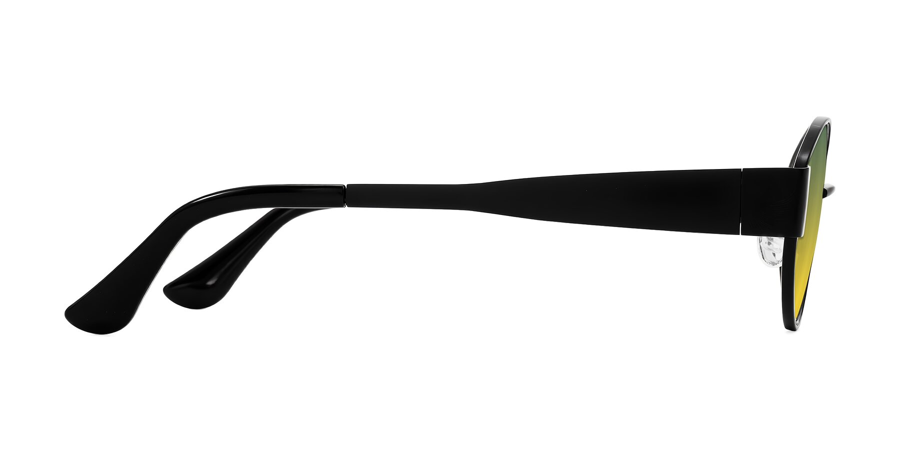 Side of Runoz in Black with Green / Yellow Gradient Lenses