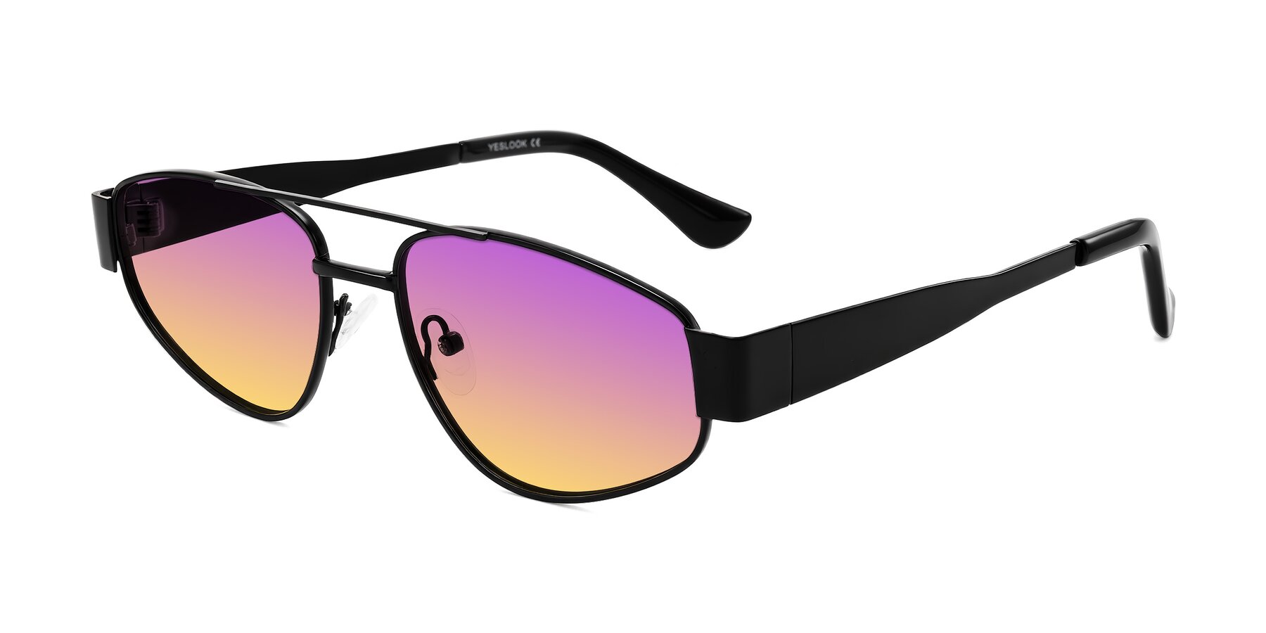 Angle of Runoz in Black with Purple / Yellow Gradient Lenses
