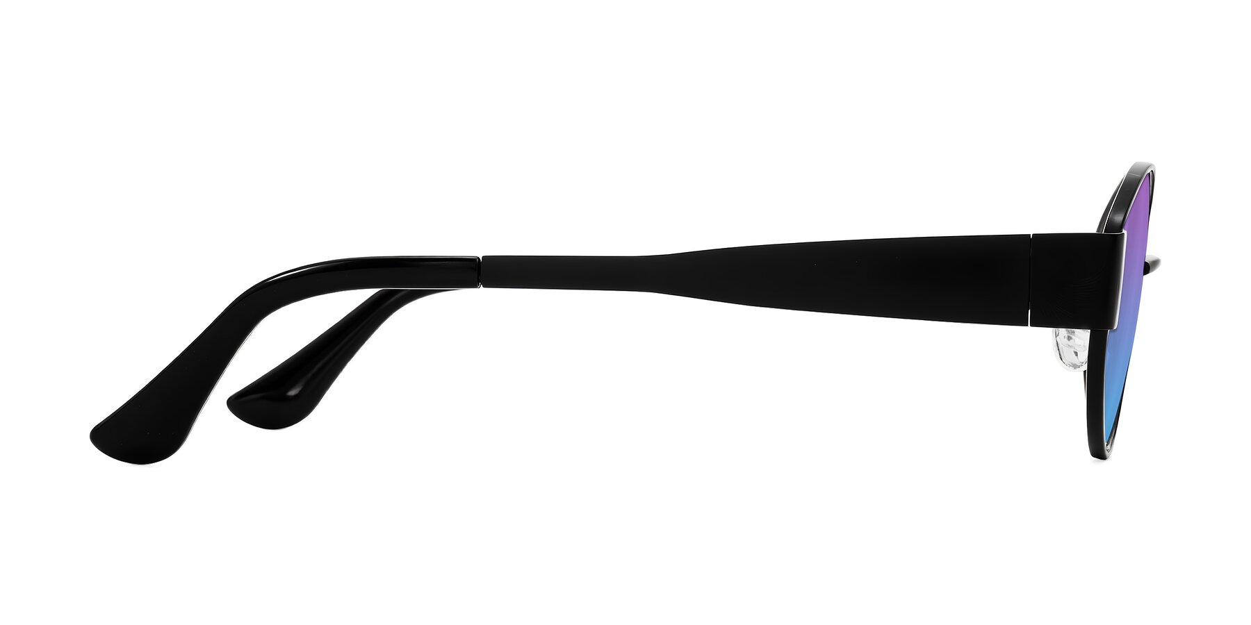 Side of Runoz in Black with Purple / Blue Gradient Lenses