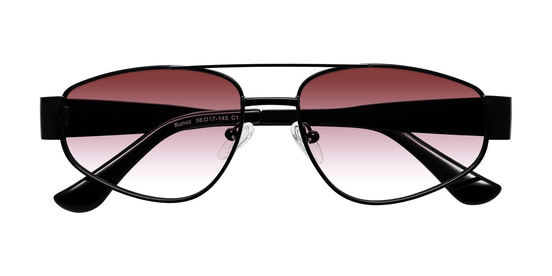 Folded Front of Runoz in Black with Garnet Gradient Lenses