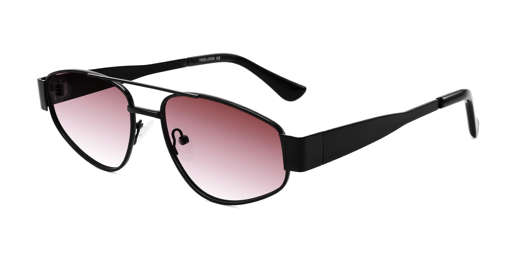 Angle of Runoz in Black with Garnet Gradient Lenses