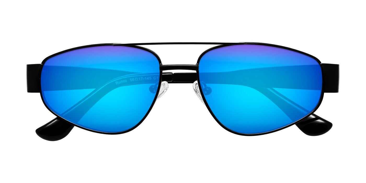 Runoz - Black Flash Mirrored Sunglasses
