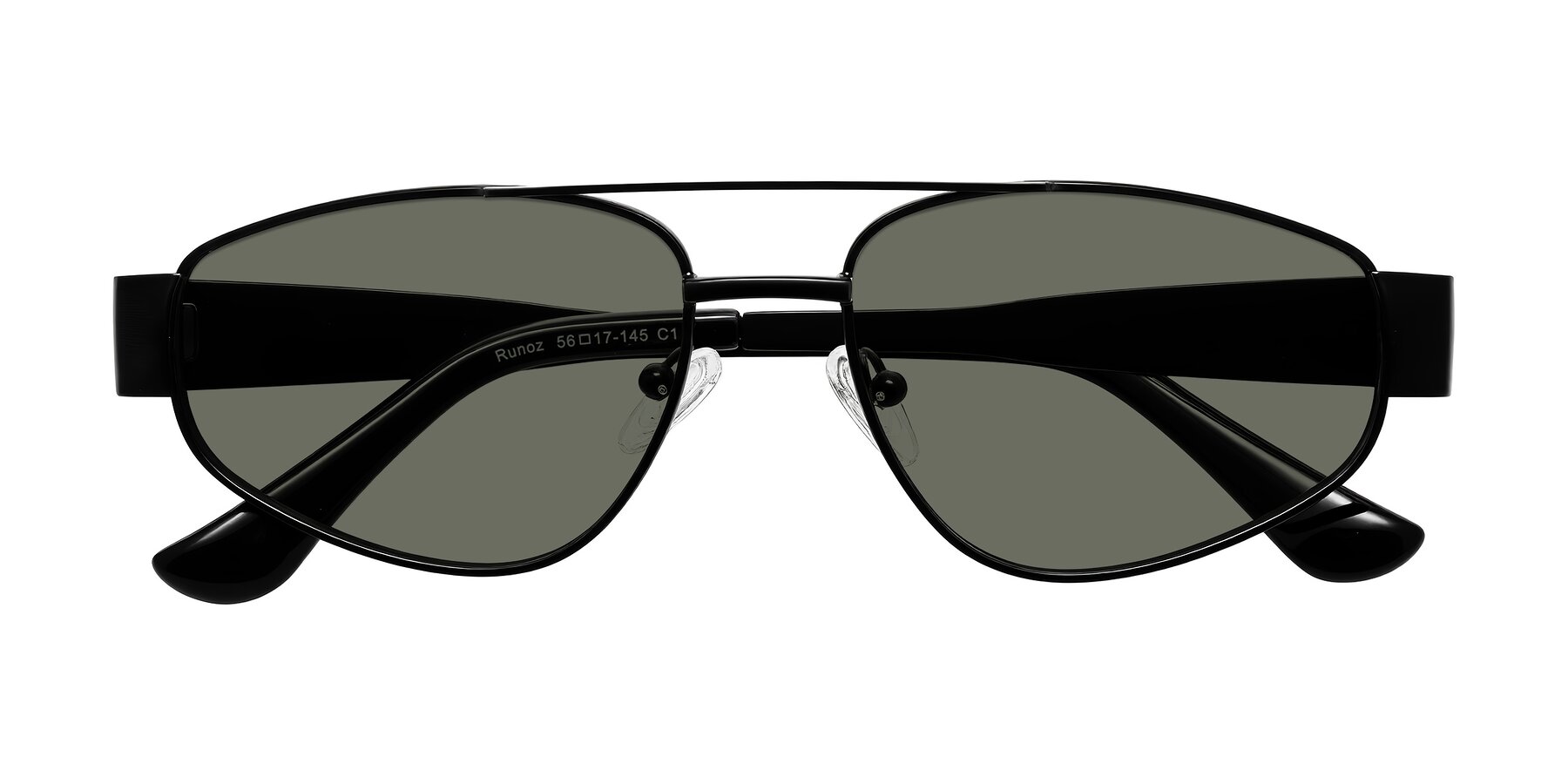 Folded Front of Runoz in Black with Gray Polarized Lenses