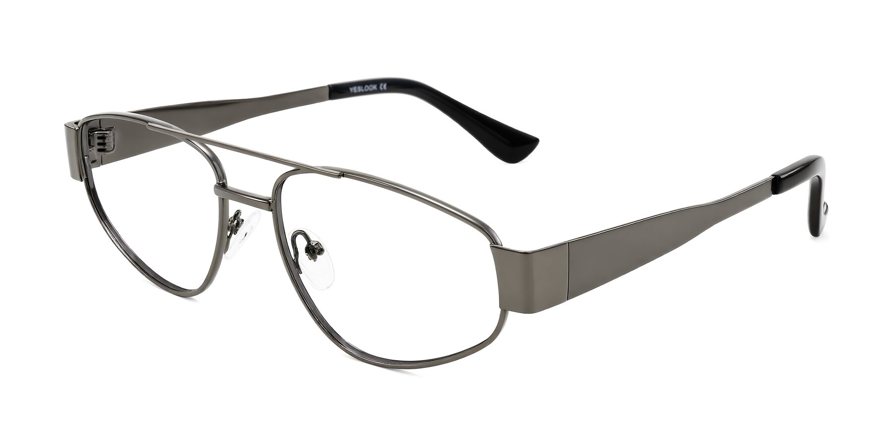 Angle of Runoz in Gunmetal with Clear Eyeglass Lenses
