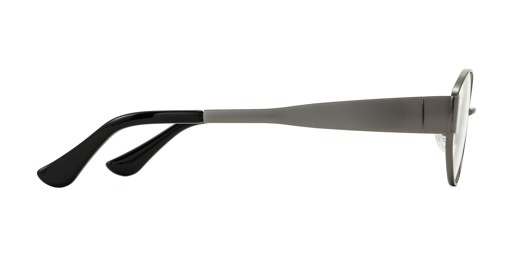 Side of Runoz in Gunmetal with Clear Eyeglass Lenses