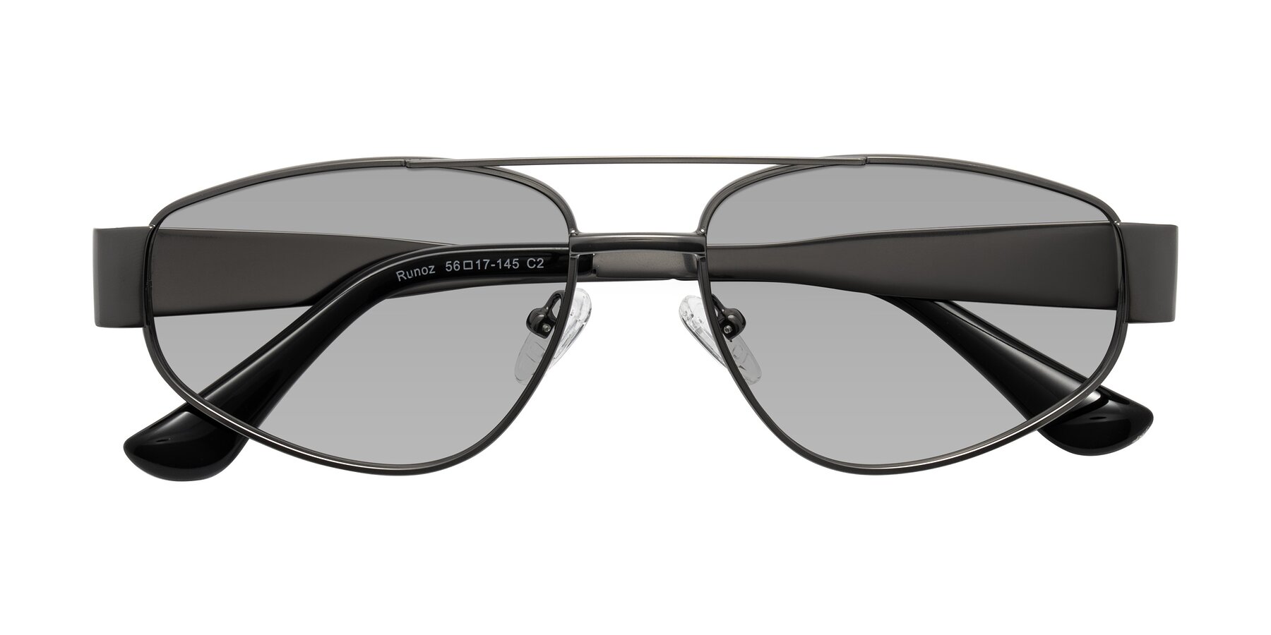 Folded Front of Runoz in Gunmetal with Light Gray Tinted Lenses