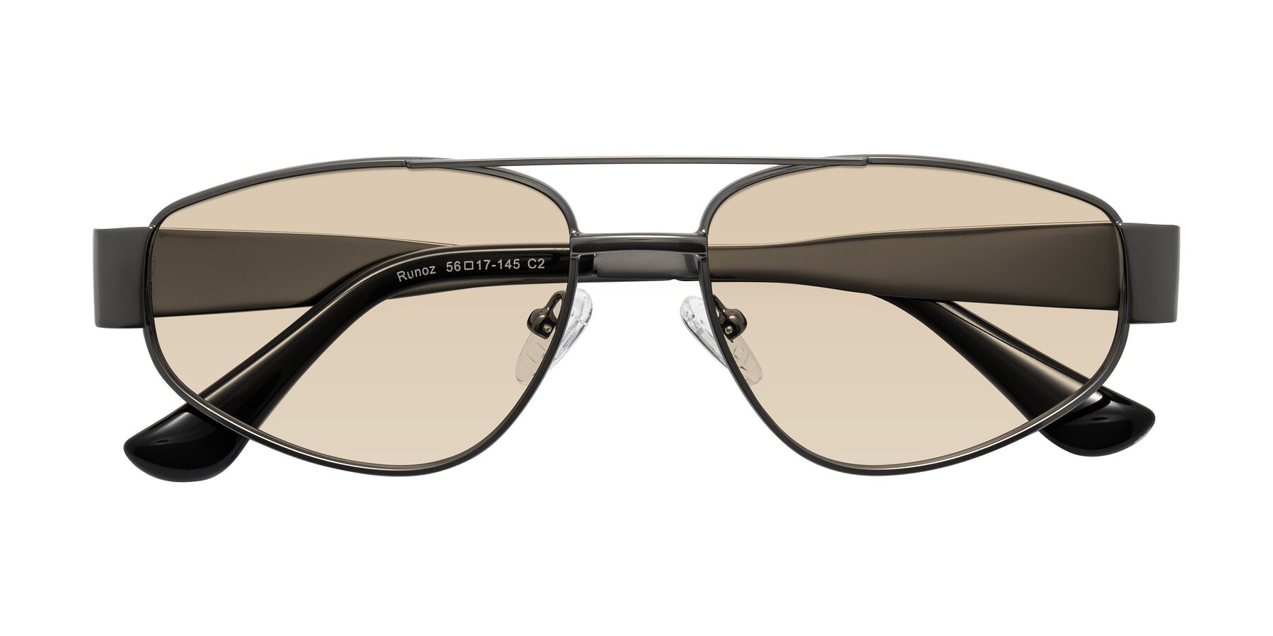 Folded Front of Runoz in Gunmetal with Light Brown Tinted Lenses