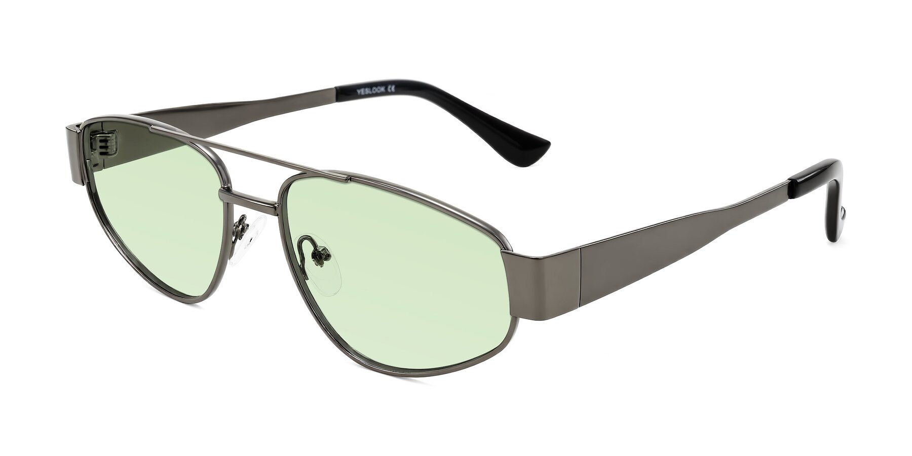 Angle of Runoz in Gunmetal with Light Green Tinted Lenses