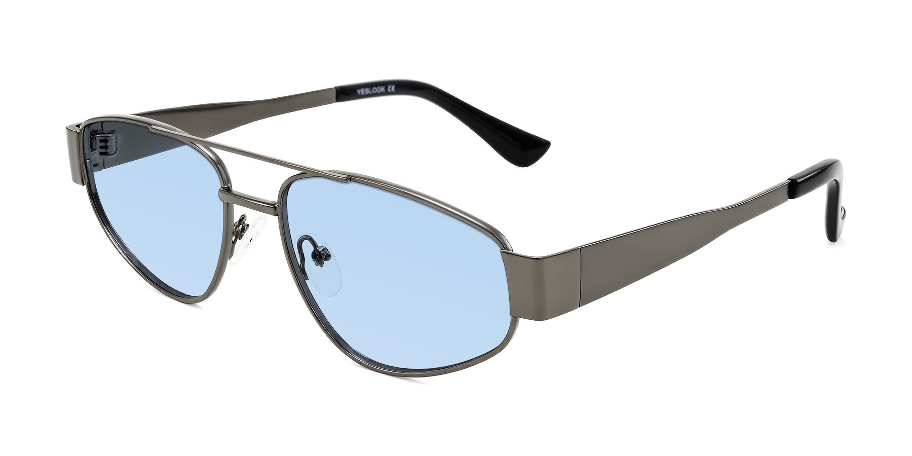 Angle of Runoz in Gunmetal with Light Blue Tinted Lenses