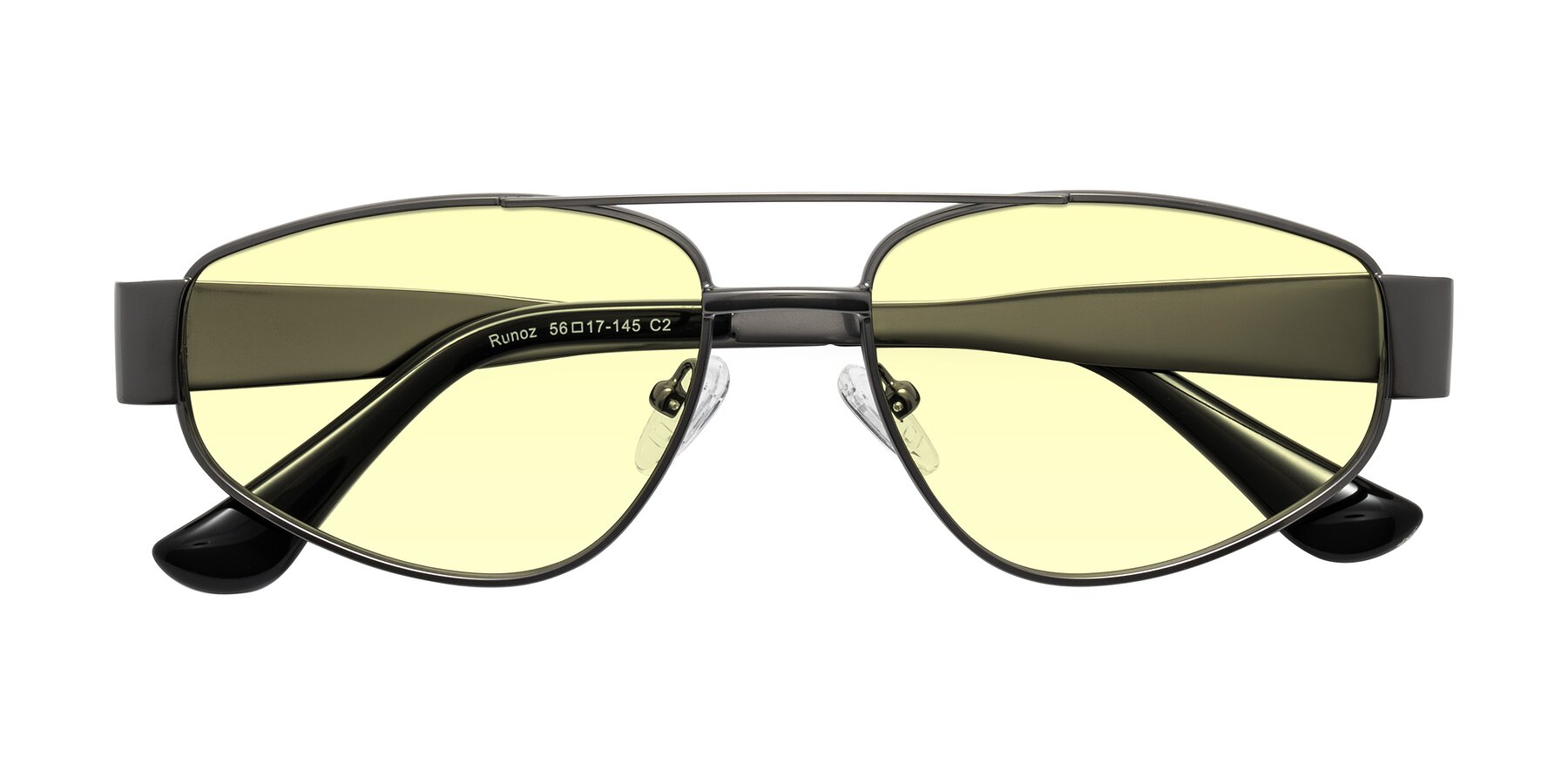 Folded Front of Runoz in Gunmetal with Light Yellow Tinted Lenses